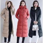 Nová kolekcia: Dámske Zimné kabáty červenej farby z bavlny Oversize s dlhými rukávmi na zips Kapucňa 