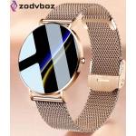 Nová kolekcia: Dámske Inteligentné hodinky zlatej farby v minimalistickom štýle s meracou funkciou krokomer kompatibilné s iOS s pripojiteľnosťou k Bluetooth 