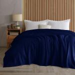 Prehozy na posteľ 4Home tmavo modrej farby v modernom štýle z bavlny 240x220 v zľave 