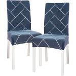 Návleky na stoličky 4Home tmavo modrej farby v modernom štýle s geometrickým vzorom z polyesteru 2 ks balenie v zľave 