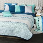 Prehozy na posteľ 4Home tyrkysovej farby s geometrickým vzorom z polyesteru 240x220 v zľave 