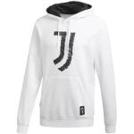 Pánska Jesenná móda adidas bielej farby v športovom štýle z bavlny s kapucňou s motívom Juventus na zimu 