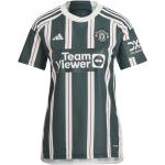 Nová kolekcia: Dámske Košele s krátkym rukávom adidas tmavo zelenej farby z polyesteru vo veľkosti XS s motívom Manchester United v zľave 