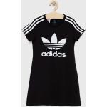 Dievčenské šaty s potlačou Adidas Originals čiernej farby z bavlny 