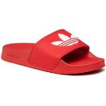 Dámske Kožené šľapky adidas Adilette červenej farby z koženky v zľave na leto 