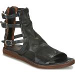 Dámske Kožené sandále čiernej farby vo veľkosti 42 na leto 