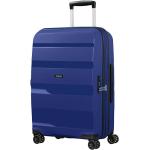 Stredné cestovné kufre American Tourister modrej farby z plastu na zips integrovaný zámok objem 66 l 
