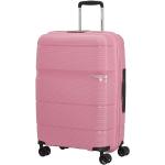 Stredné cestovné kufre American Tourister ružovej farby z plastu na zips integrovaný zámok objem 63 l 