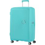 Veľké cestovné kufre American Tourister modrej farby s bodkovaným vzorom na zips integrovaný zámok objem 97 l 