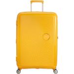 Veľké cestovné kufre American Tourister zlatej farby s bodkovaným vzorom na zips integrovaný zámok objem 97 l 
