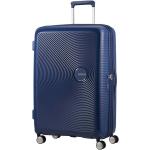 Veľké cestovné kufre American Tourister modrej farby s bodkovaným vzorom na zips integrovaný zámok objem 97 l 