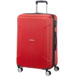 Veľké cestovné kufre American Tourister ohnivo červenej farby z plastu na zips integrovaný zámok objem 71 l 
