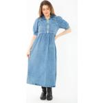 Dámske Denné šaty modrej farby z bavlny Oversize v zľave 
