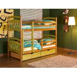 Detské postele koňakovej farby z borovicového dreva s úložným priestorom 