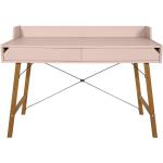 Písacie a pracovné stolíky ružovej farby z dubového dreva lakovaný povrch 