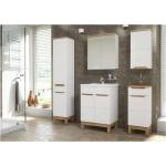 Kúpeľňové skrinky bielej farby v modernom štýle z dubového dreva so zásuvkami vysoko lesklý povrch 
