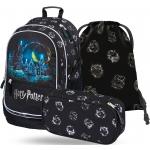 Školské batohy čiernej farby v biznis štýle so zábavným motívom na zips reflexné prvky objem 25 l s motívom Harry Potter 