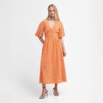 Dámske Dlhé šaty Barbour marhuľovej farby v elegantnom štýle z čipky vo veľkosti XXL s dĺžkou: Maxi 
