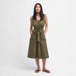 Dámske Letné šaty Barbour khaki zelenej farby z bavlny vo veľkosti XXL bez rukávov s dĺžkou: Pod kolená na gombíky 