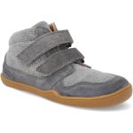 Detské Členkové topánky BIO sivej farby z bavlny na suchý zips v zľave udržateľná móda 