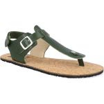 Dámske Kožené sandále zelenej farby v elegantnom štýle z korku technológia Vibram podrážka na široké nohy s prackou na leto 