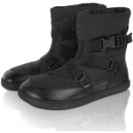 Dámske Barefoot topánky čiernej farby z umelej kožušiny s prackou v zľave na zimu 
