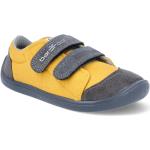 Detské Kožené tenisky žltej farby zo syntetiky na široké nohy na suchý zips 