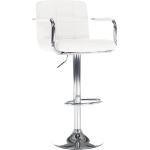 Barové stoličky Kondela bielej farby z kovu s opierkou na ruky 