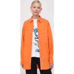 Dámske Designer Blúzky HUGO BOSS BOSS oranžovej farby z bavlny v zľave 