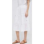 Bavlnená sukňa Pepe Jeans Pelia biela farba, midi, áčkový strih
