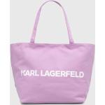 Dámske Designer Veľké kabelky Karl Lagerfeld fialovej farby z bavlny 