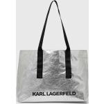 Dámske Designer Veľké kabelky Karl Lagerfeld striebornej farby z bavlny 