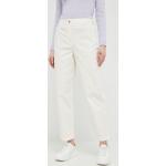 Dámske Nohavice s vysokým pásom Tommy Hilfiger bielej farby z bavlny vo veľkosti M 