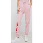 Dámske Športové nohavice Tommy Hilfiger ružovej farby z bavlny vo veľkosti XS 