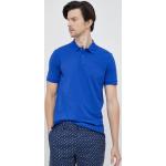 Pánske Designer Polo tričká HUGO BOSS BOSS modrej farby s jednofarebným vzorom z bavlny 