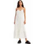 Dámske Midi šaty Desigual Desigual bielej farby z bavlny vo veľkosti XS s dĺžkou: Pod kolená 