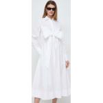Dámske Designer Áčkové šaty Karl Lagerfeld BIO bielej farby z bavlny vo veľkosti M s dĺžkou: Pod kolená v zľave udržateľná móda 