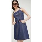Dámske Designer Mini šaty Moschino Love Moschino tmavo modrej farby z bavlny vo veľkosti M 