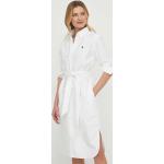 Dámske Designer Mini šaty Ralph Lauren Polo Ralph Lauren bielej farby z bavlny vo veľkosti L v zľave 