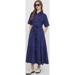 Dámske Designer Denné šaty Ralph Lauren Polo Ralph Lauren modrej farby v ležérnom štýle z bavlny vo veľkosti M s dĺžkou: Pod kolená v zľave 