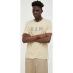 Pánske Tričká s potlačou G-Star Raw BIO béžovej farby z bavlny udržateľná móda 