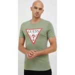 Pánske Tričká s potlačou Guess BIO zelenej farby z bavlny v zľave udržateľná móda 