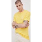 Bavlnené tričko HUF žltá farba, s potlačou
