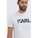 Pánske Designer Tričká s potlačou Karl Lagerfeld BIO bielej farby z bavlny v zľave udržateľná móda 