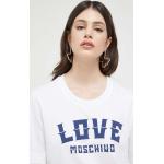 Dámske Designer Topy s krátkym rukávom Moschino Love Moschino bielej farby z bavlny vo veľkosti M s krátkymi rukávmi v zľave 