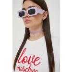 Dámske Designer Topy s krátkym rukávom Moschino Love Moschino bielej farby z bavlny vo veľkosti M s krátkymi rukávmi 
