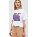 Dámske Tričká s potlačou MAX & CO. bielej farby z bavlny v zľave 
