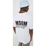 Bavlnené tričko MSGM pánsky, biela farba, s potlačou