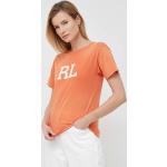 Dámske Designer Tričká s krátkym rukávom Ralph Lauren Polo Ralph Lauren oranžovej farby vo veľkosti XS s krátkymi rukávmi v zľave 