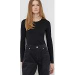 Dámske Designer Tričká s dlhým rukávom Calvin Klein čiernej farby vo veľkosti XS s dlhými rukávmi v zľave 